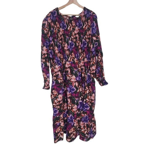 NEW Terra & Sky Women's Plus Size Tiered Peasant Midi Dress Size 4X Floral - Picture 3 of 14